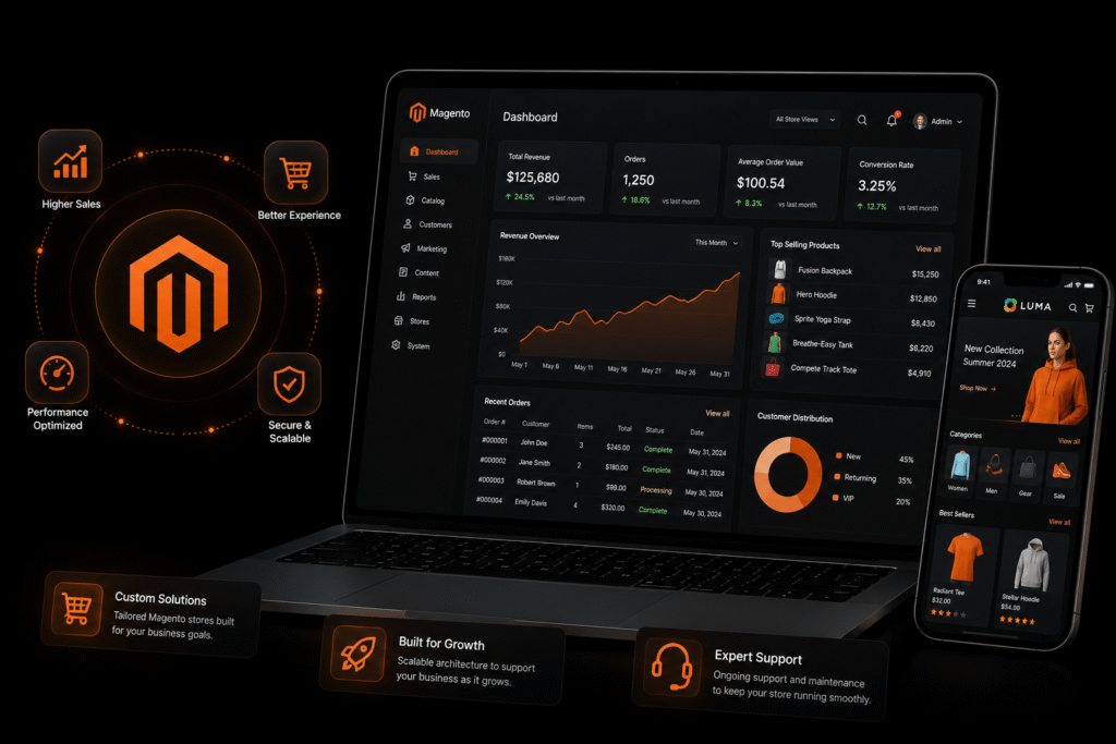 Build exceptional Magento stores. Drive powerful eCommerce results.